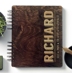 Custom Journals Personalized Wooden Notebook Journal Sketchbook Traveler Album Gift For Him Unique Birthday or Christmas Present
