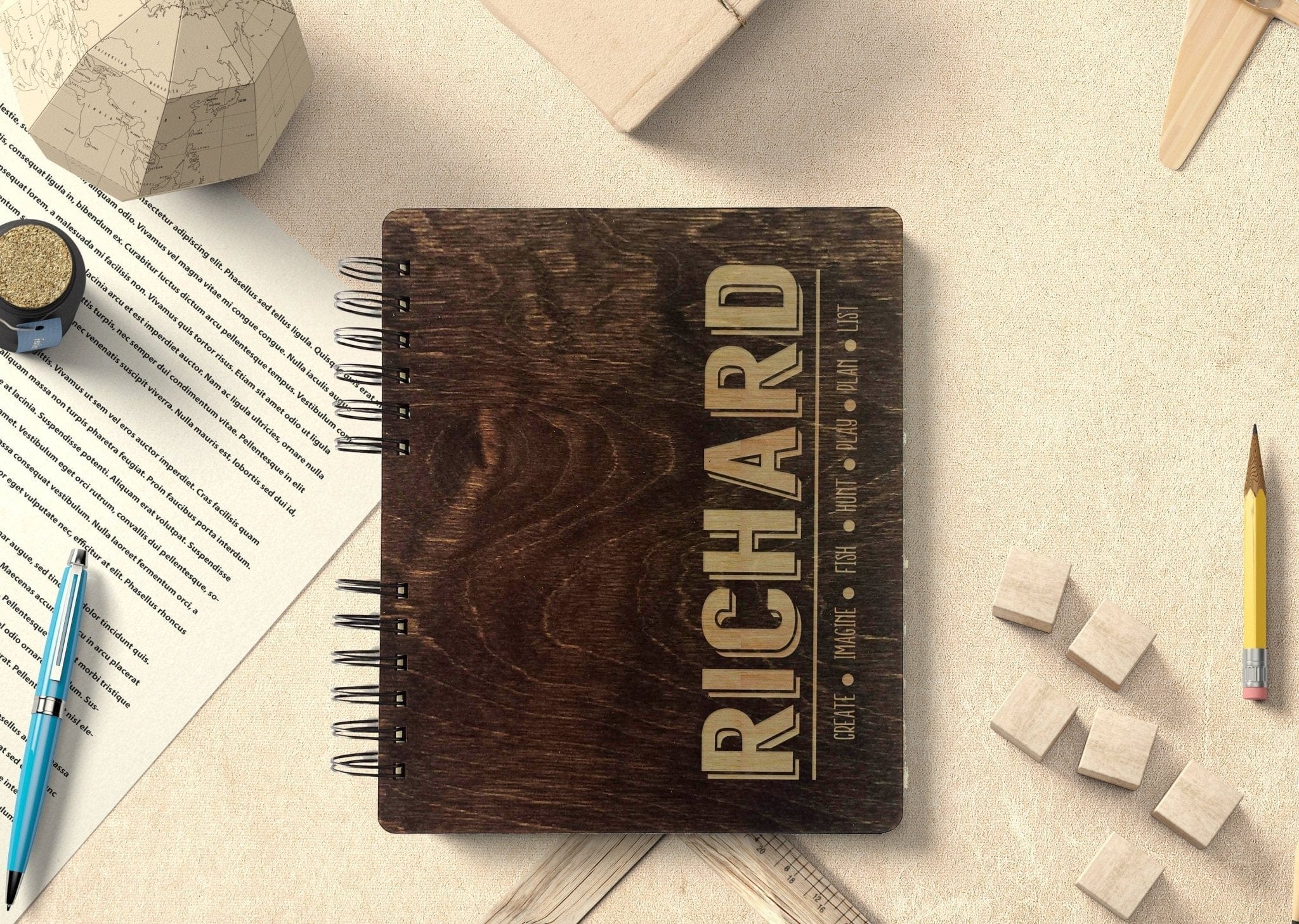 Custom Journals Personalized Wooden Notebook Journal Sketchbook Traveler Album Gift For Him Unique Birthday or Christmas Present