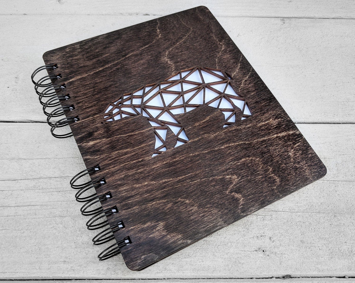 Custom Journals Polar Bear Journal Office School Notebook Writing Sketchbook for Girls Boys Woman Men Friend Laser Cut Cocoa Wood Hardcover Travel Book Gift