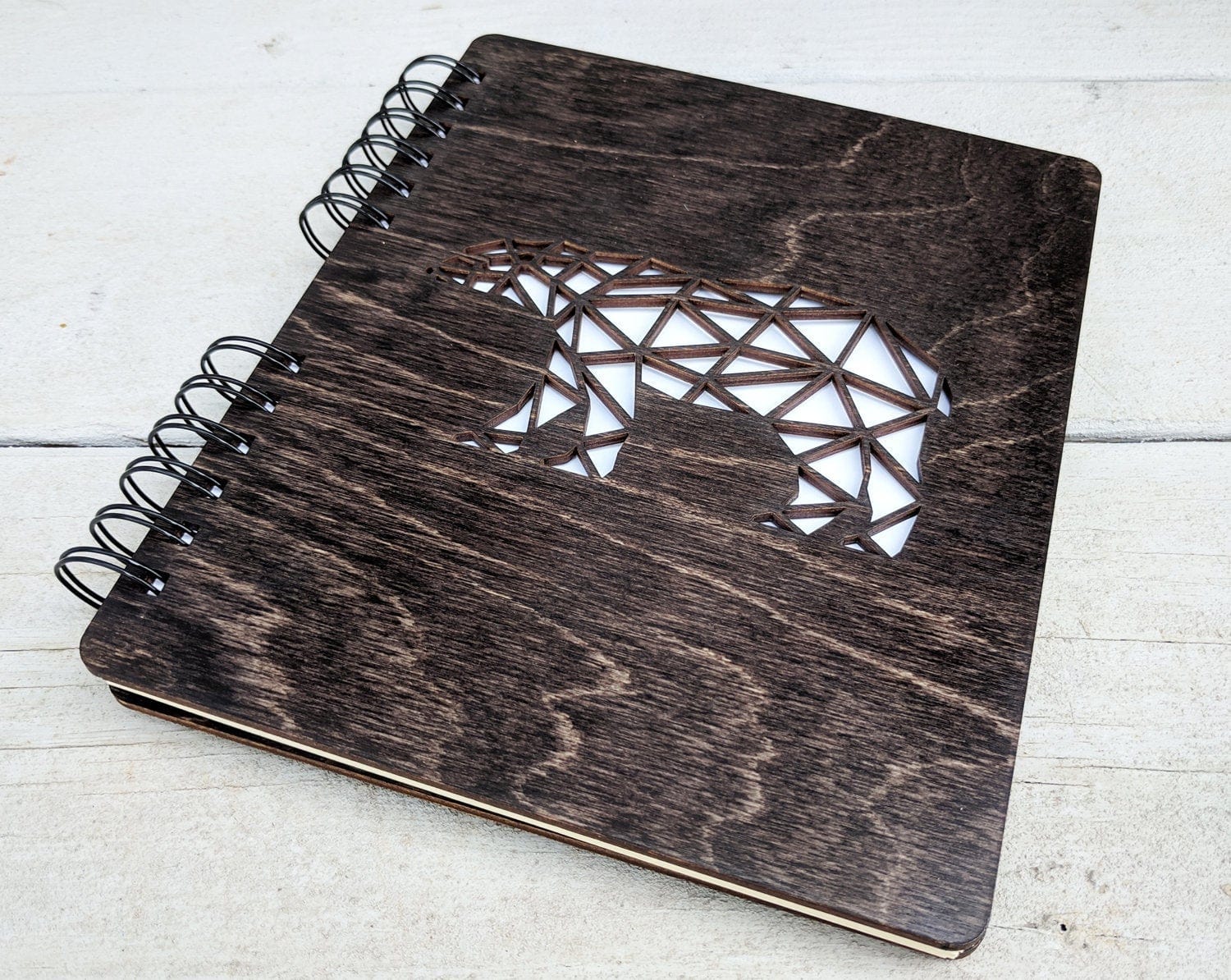 Custom Journals Polar Bear Journal Office School Notebook Writing Sketchbook for Girls Boys Woman Men Friend Laser Cut Cocoa Wood Hardcover Travel Book Gift