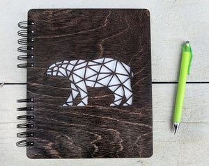 Custom Journals Polar Bear Journal Office School Notebook Writing Sketchbook for Girls Boys Woman Men Friend Laser Cut Cocoa Wood Hardcover Travel Book Gift