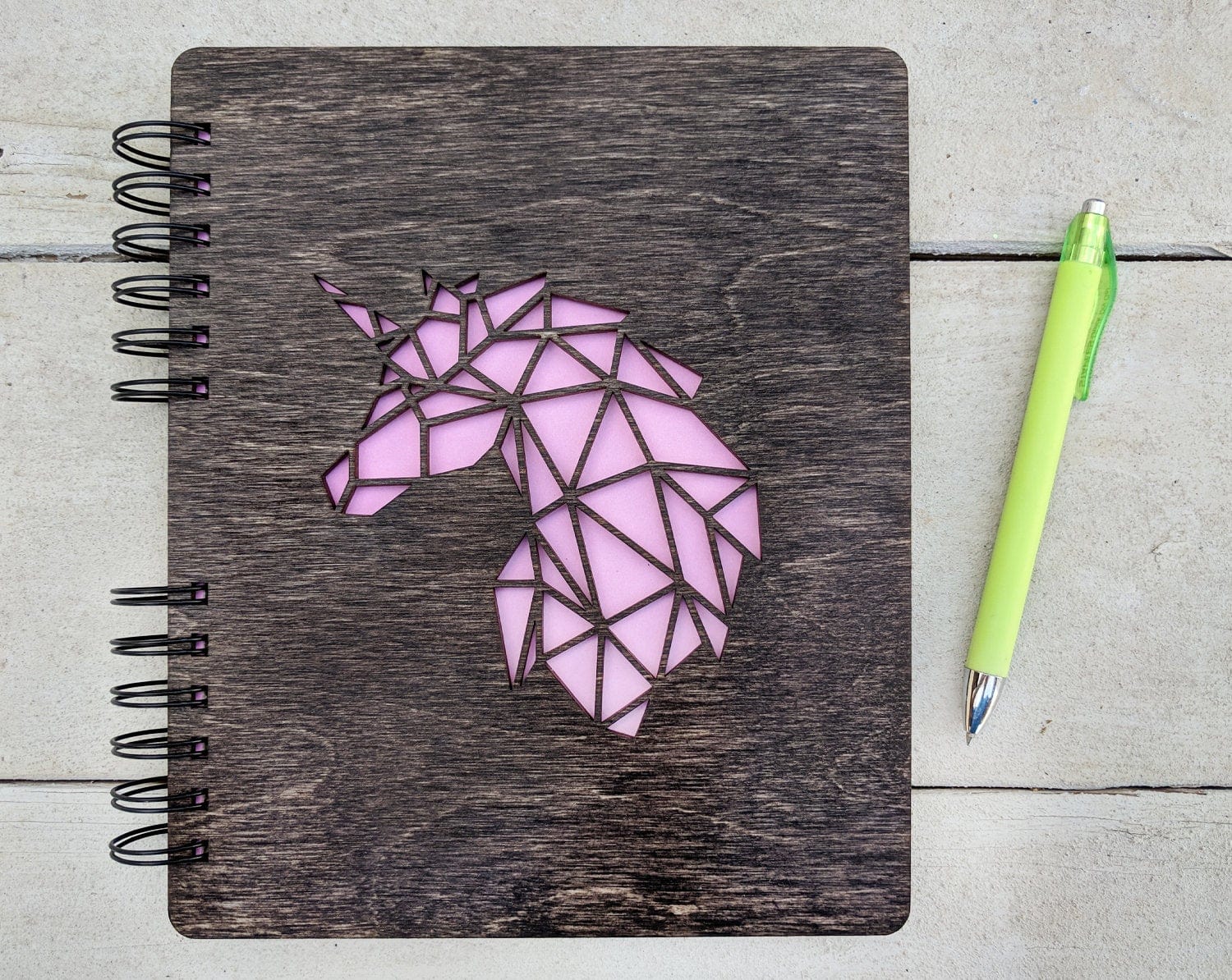 Custom Journals Unicorn Journal for Girls Boys Cocoa Wooden Notebook for Women Men Travel School Writting Sketchbook Graduation Teen Birthday Diary Gift