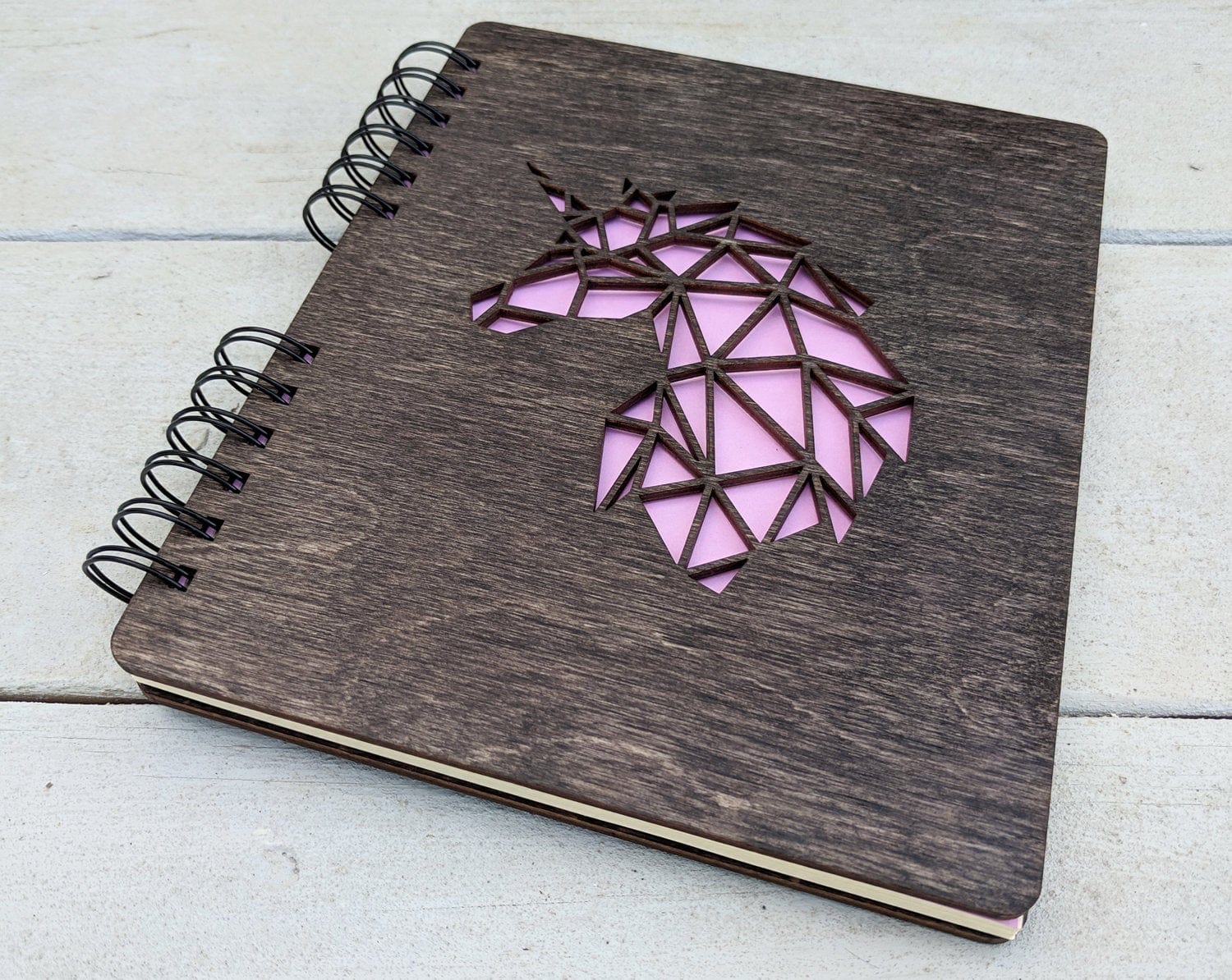 Custom Journals Unicorn Journal for Girls Boys Cocoa Wooden Notebook for Women Men Travel School Writting Sketchbook Graduation Teen Birthday Diary Gift