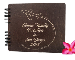 Custom Journals Vacation Wooden Album Scrapbook Travel Journal Unique Rustic Engraved Wood Photo Gift for Family Album Book Photo Scrapbook
