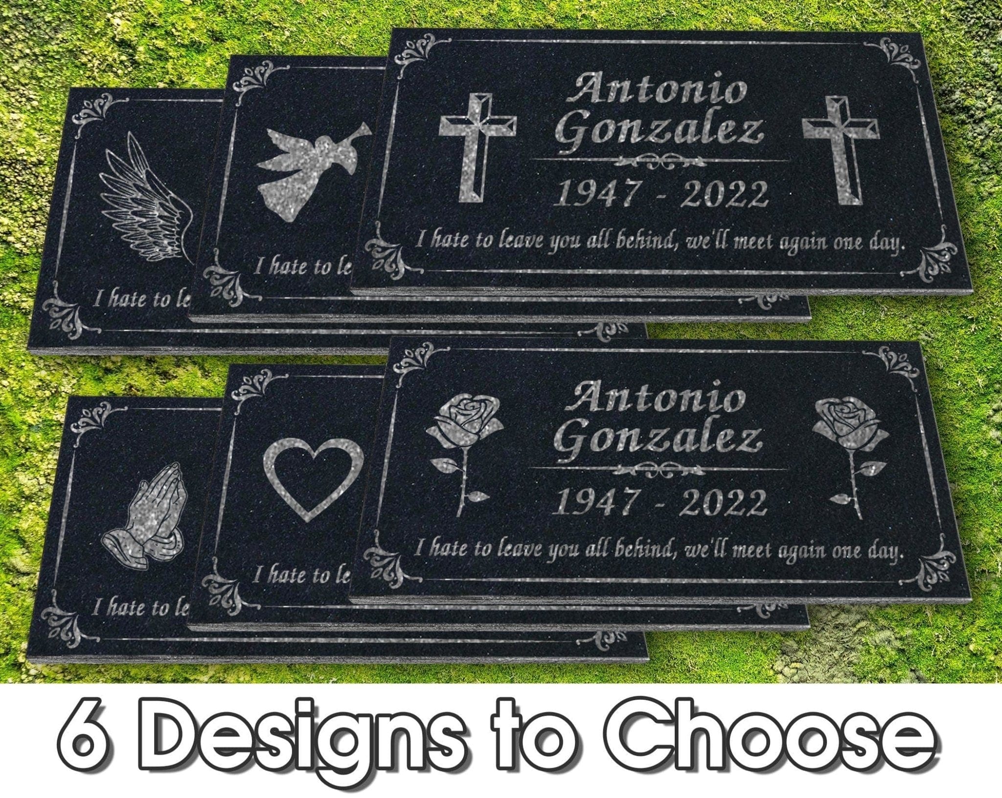 Custom Memorials Custom Memorial Stone Rose Prayer Hands Christ Angel Jesus Personalized Garden Heart Angels God Indoor Outdoor Yard Grave Engraved Granite