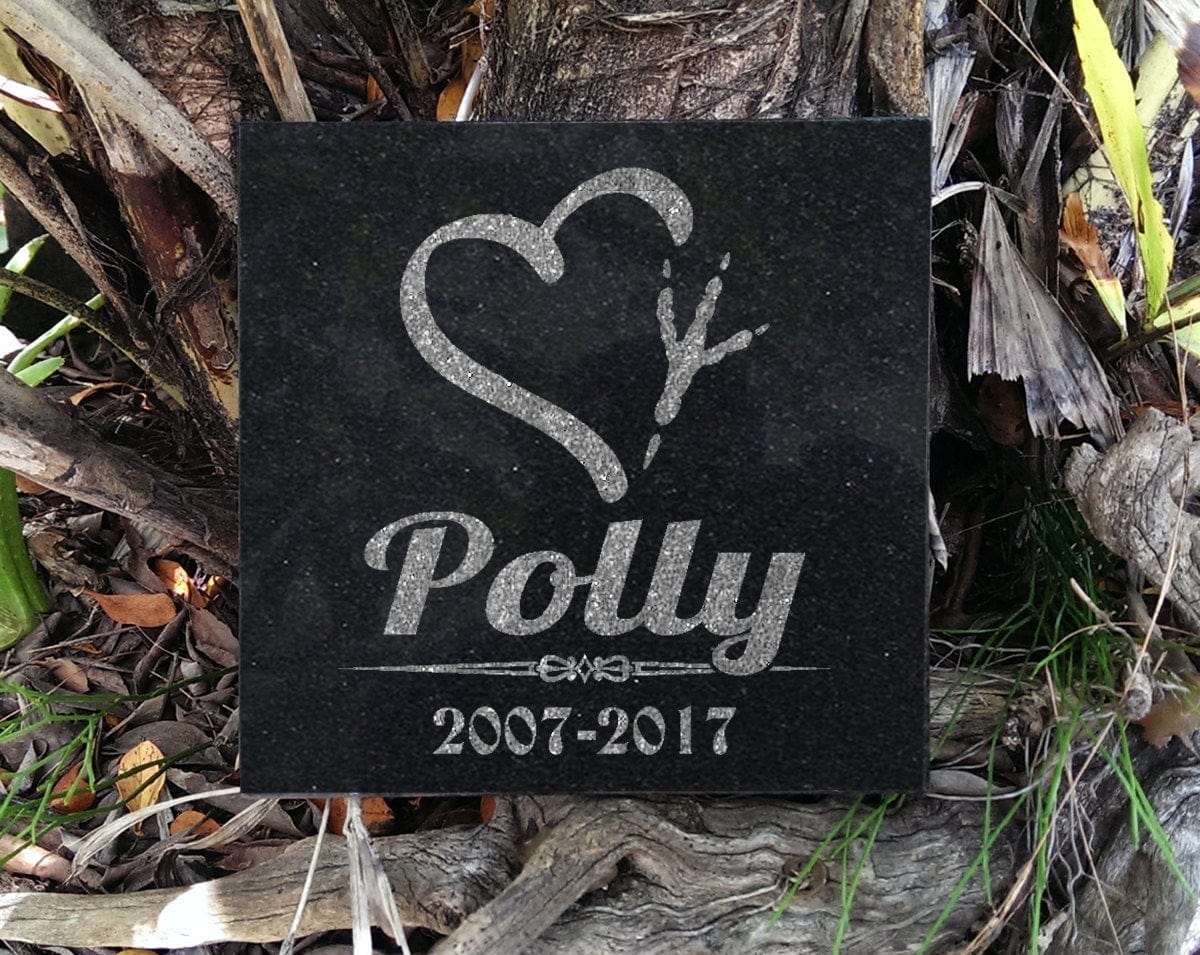 Custom Memorials Bird Print with Heart | Grave Marker