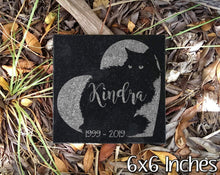 Custom Memorials Black Cat Memorial Stone Engraved Absolute Black Granite | Long Hair Cat