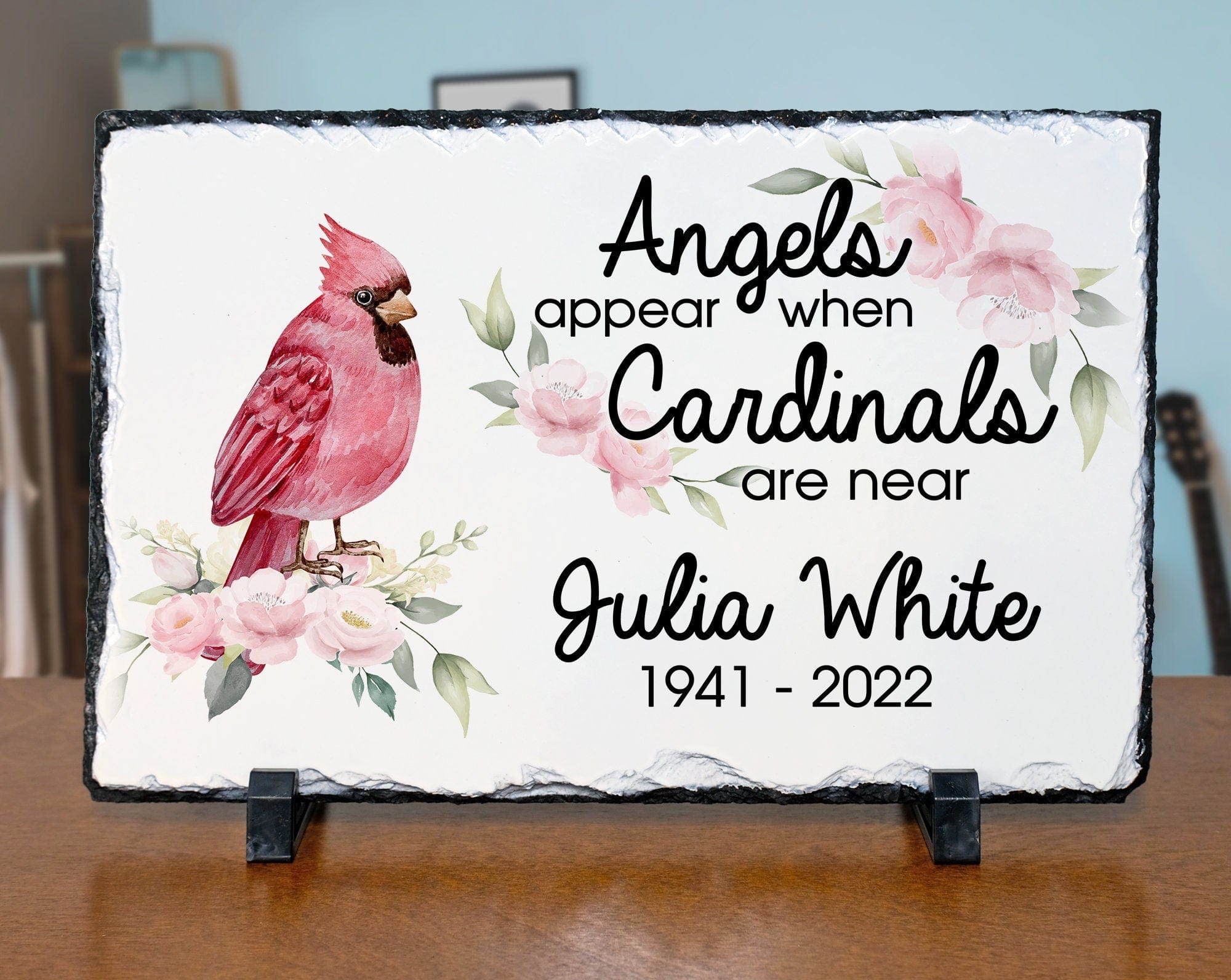 Custom Memorials Cardinal Personalized Memorial Picture Granite Stone Custom Garden Relative Mother Grandmother Plaque Grave Marker Family Monument