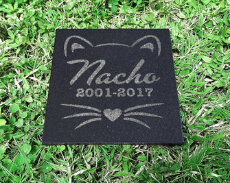 Custom Memorials Cat Face with Whiskers | Garden Stone