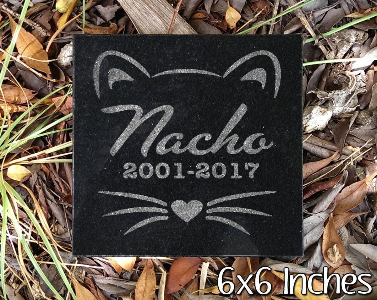 Custom Memorials Cat Face with Whiskers | Garden Stone
