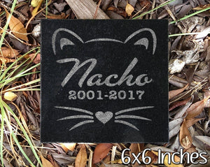 Custom Memorials Cat Face with Whiskers | Garden Stone