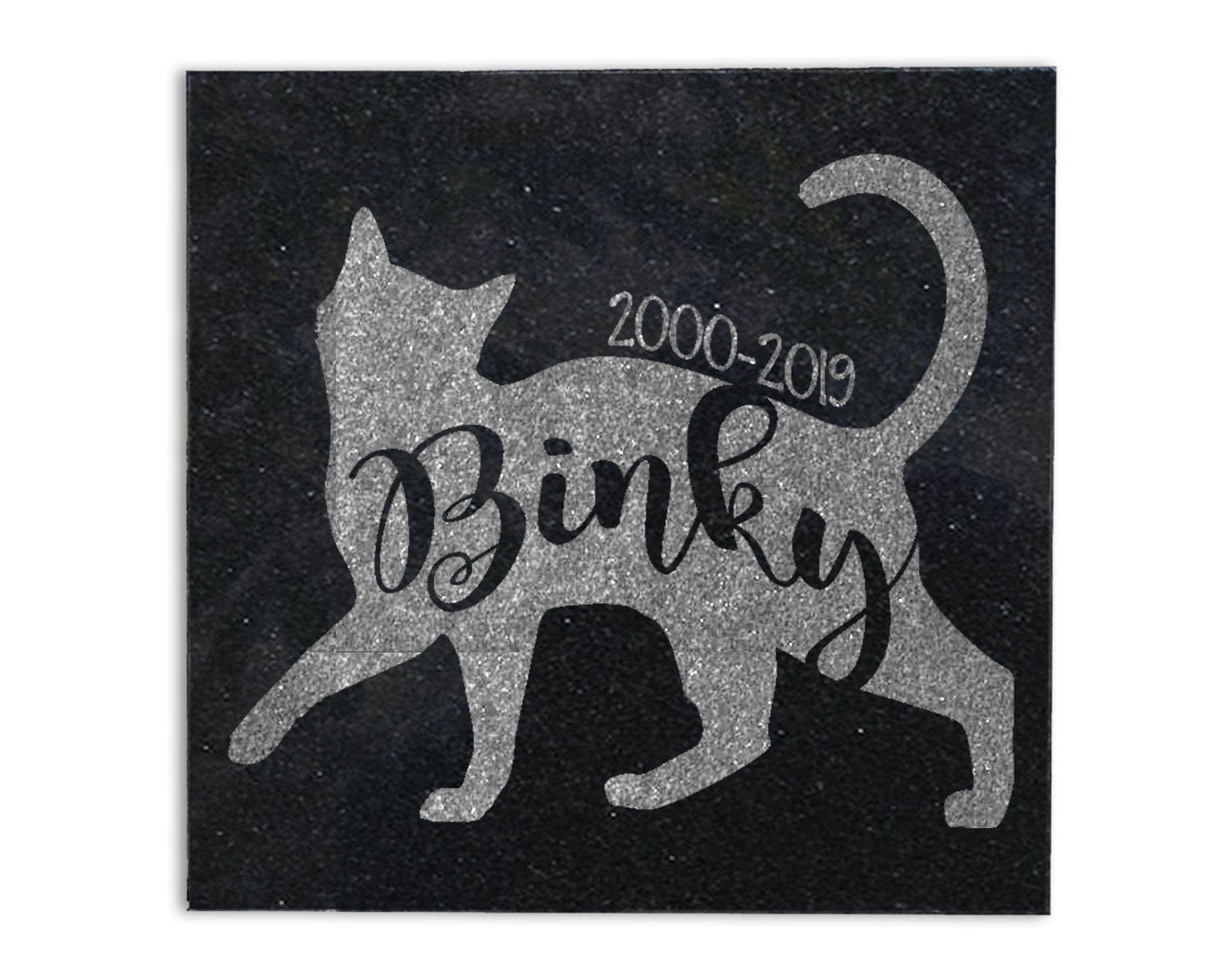 Custom Memorials Cursive Text & Cat Silhouette | Memorial Stone