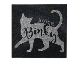 Custom Memorials Cursive Text & Cat Silhouette | Memorial Stone