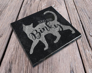 Custom Memorials Cursive Text & Cat Silhouette | Memorial Stone