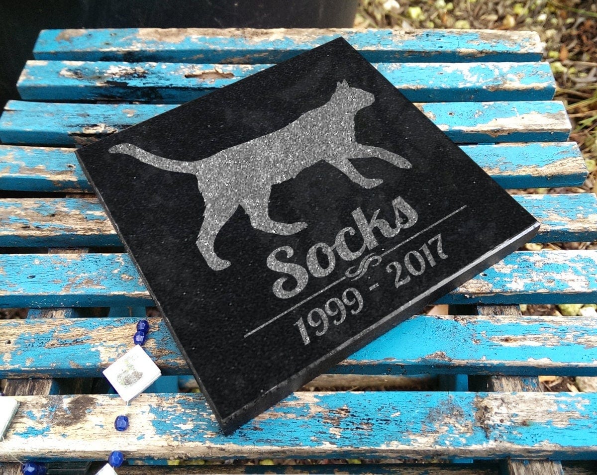 Custom Memorials Customized Cat Silhouette | Memorial Pet Stone