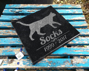 Custom Memorials Customized Cat Silhouette | Memorial Pet Stone