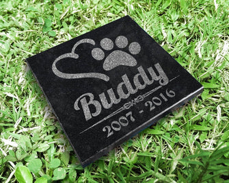Custom Memorials Dog or Cat Paw Print Heart Design | Grave Marker