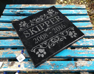 Custom Memorials Elegant Paw Motif Dog Cat | Memorial Plaque Personalized Memory Garden Stone