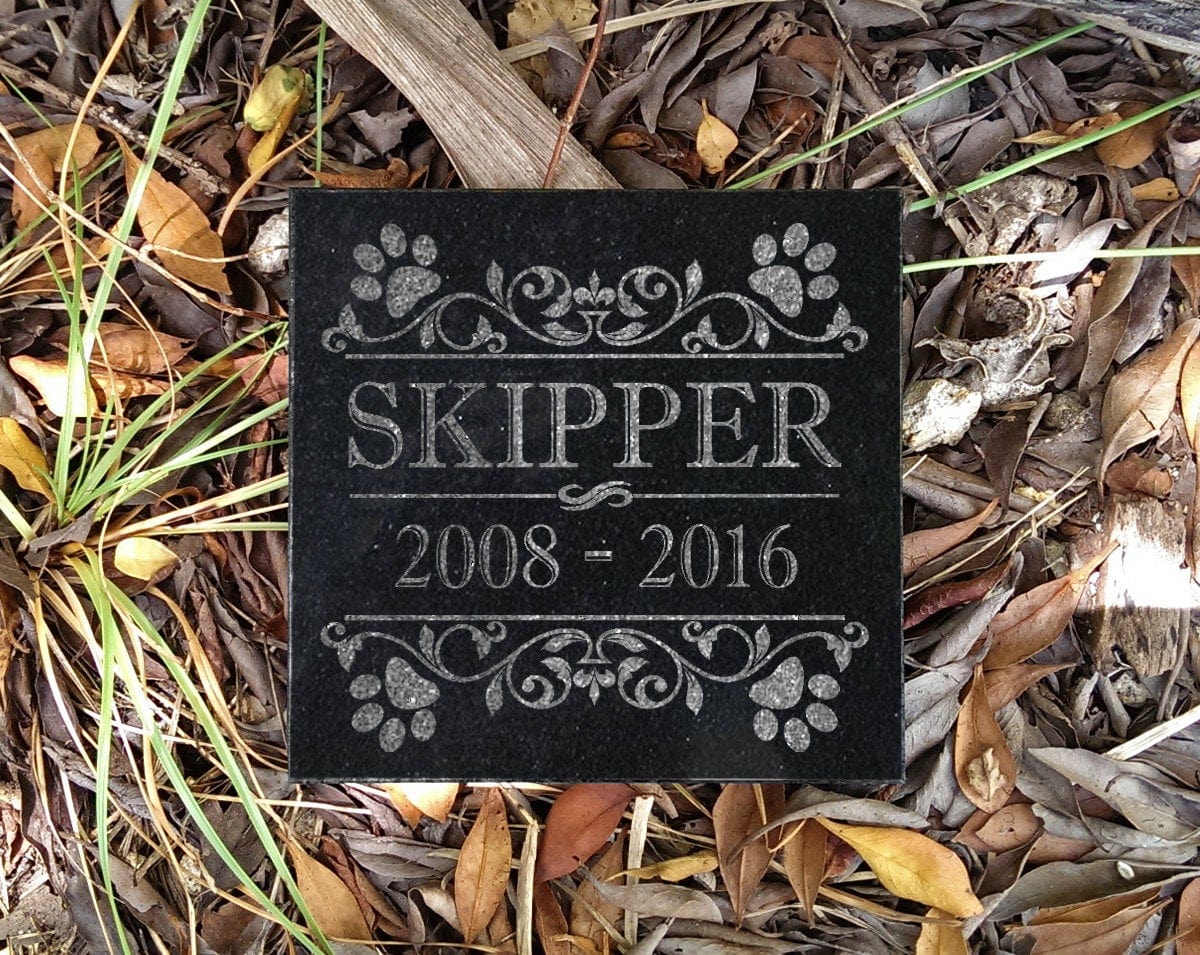 Custom Memorials Elegant Paw Motif Dog Cat | Memorial Plaque Personalized Memory Garden Stone