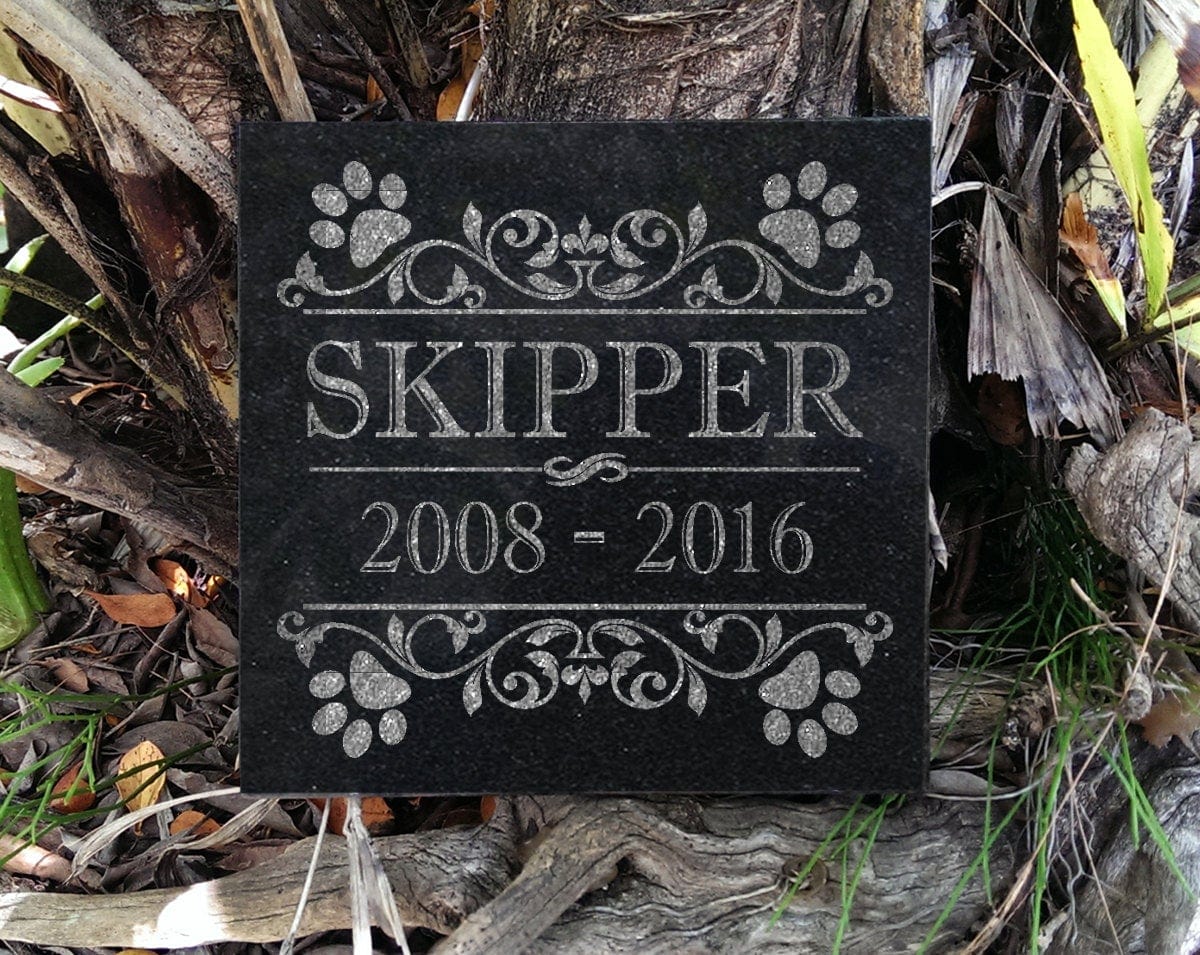 Custom Memorials Elegant Paw Motif Dog Cat | Memorial Plaque Personalized Memory Garden Stone