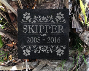 Custom Memorials Elegant Paw Motif Dog Cat | Memorial Plaque Personalized Memory Garden Stone