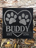 Custom Memorials Heart Outline with Paw Prints Cat Dog | Memorial Stone Garden Market Personalized