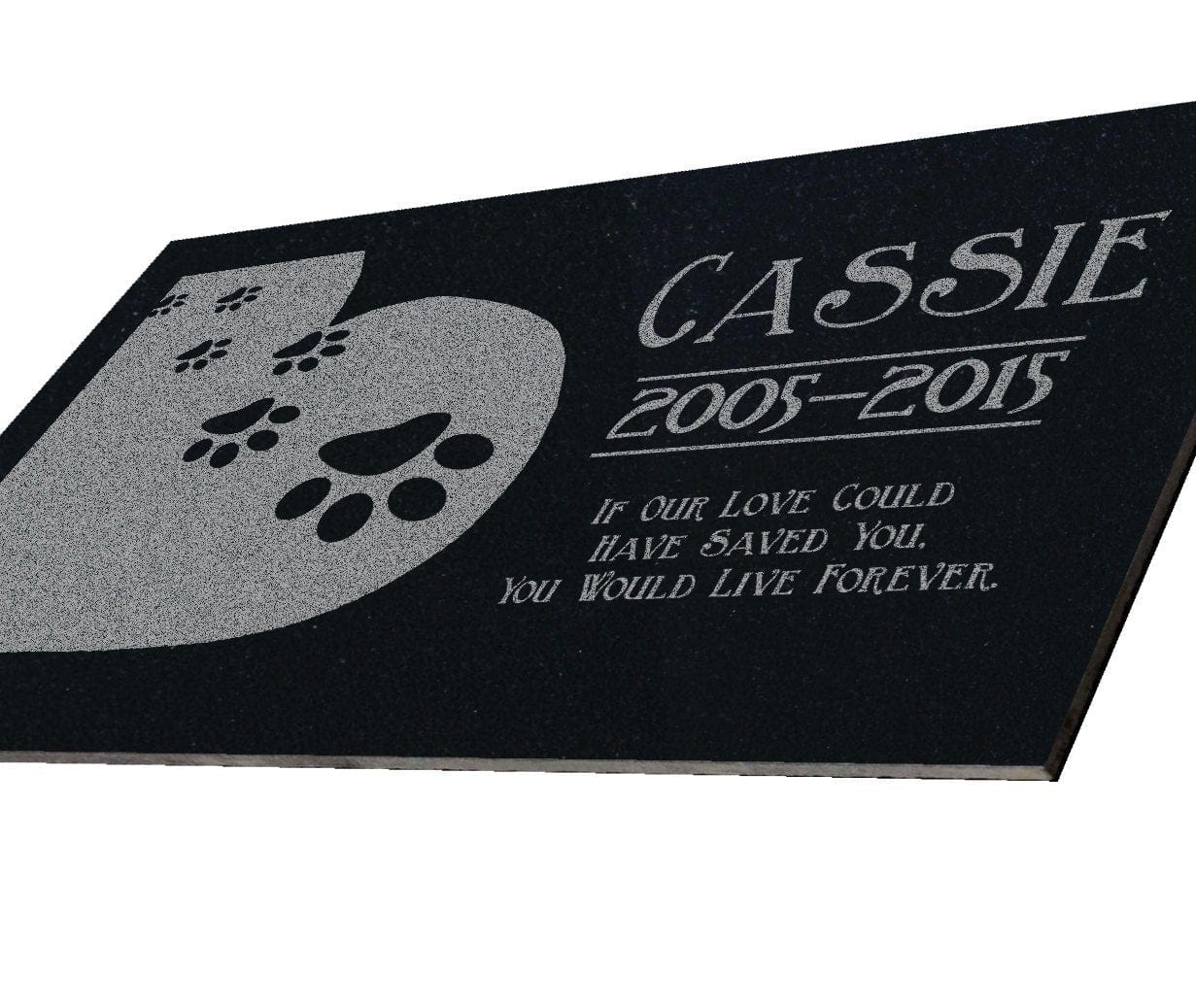 Custom Memorials Heart Paws Design for Dog or Cat | Grave Stone