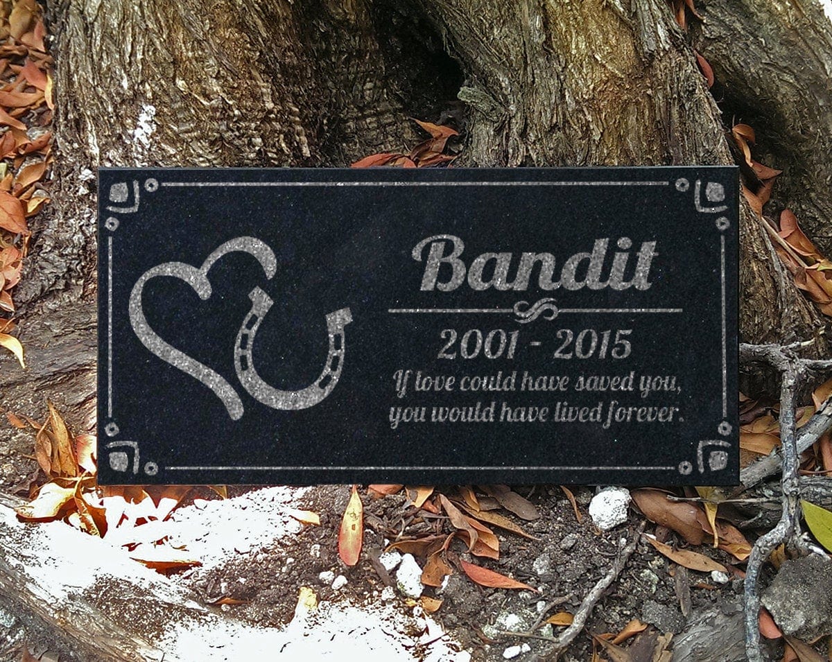 Custom Memorials Horse Heart Horsehoe Design | Grave Marker