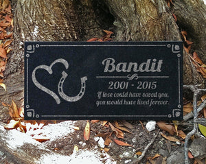 Custom Memorials Horse Heart Horsehoe Design | Grave Marker