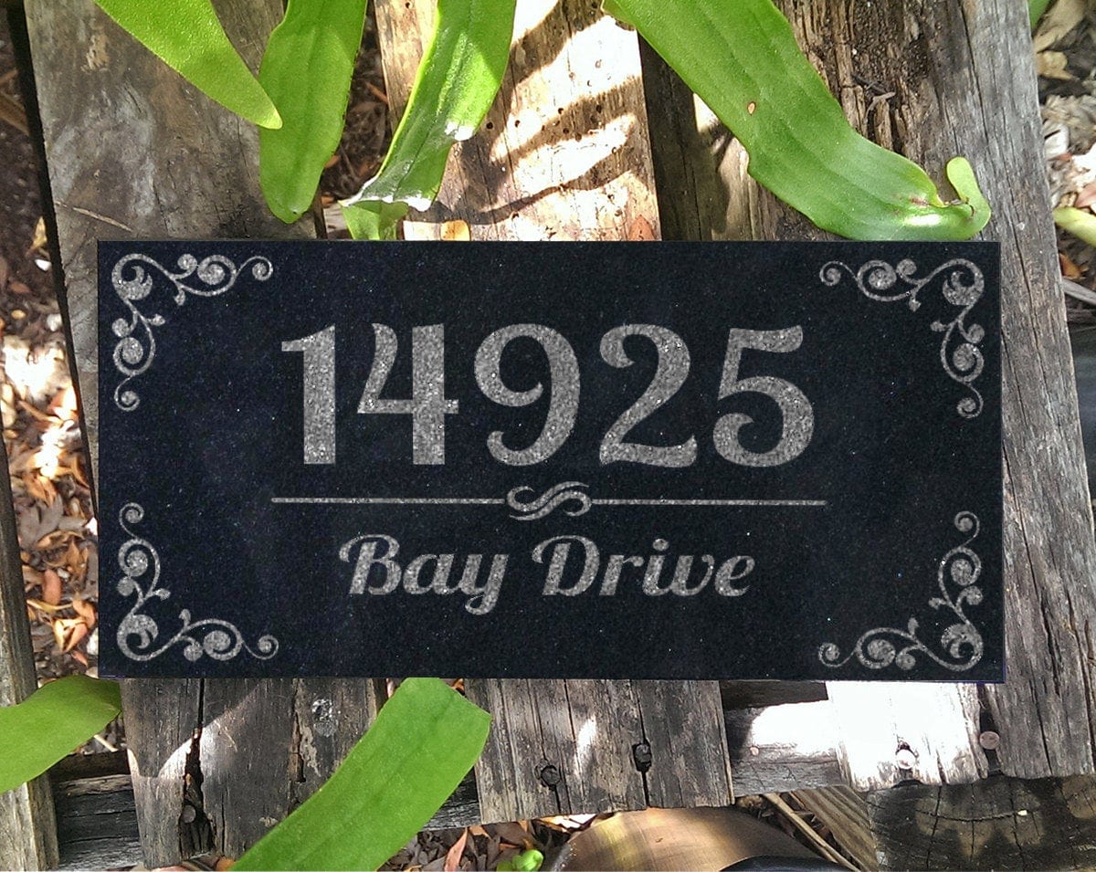 Custom Memorials House Address Plaque Black Granite