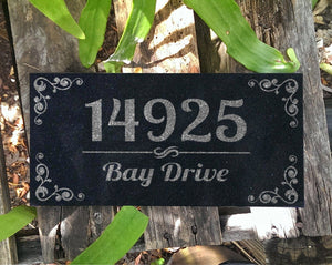 Custom Memorials House Address Plaque Black Granite