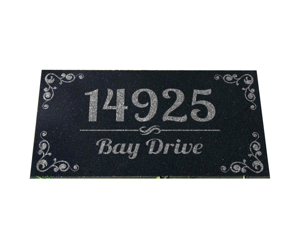 Custom Memorials House Address Plaque Black Granite