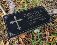Custom Memorials Name with Cross | Garden Grave Marker Stone Memorial Personalized