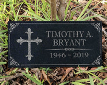 Custom Memorials Name with Cross | Garden Grave Marker Stone Memorial Personalized