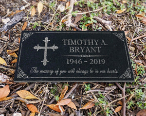 Custom Memorials Name with Cross | Garden Grave Marker Stone Memorial Personalized