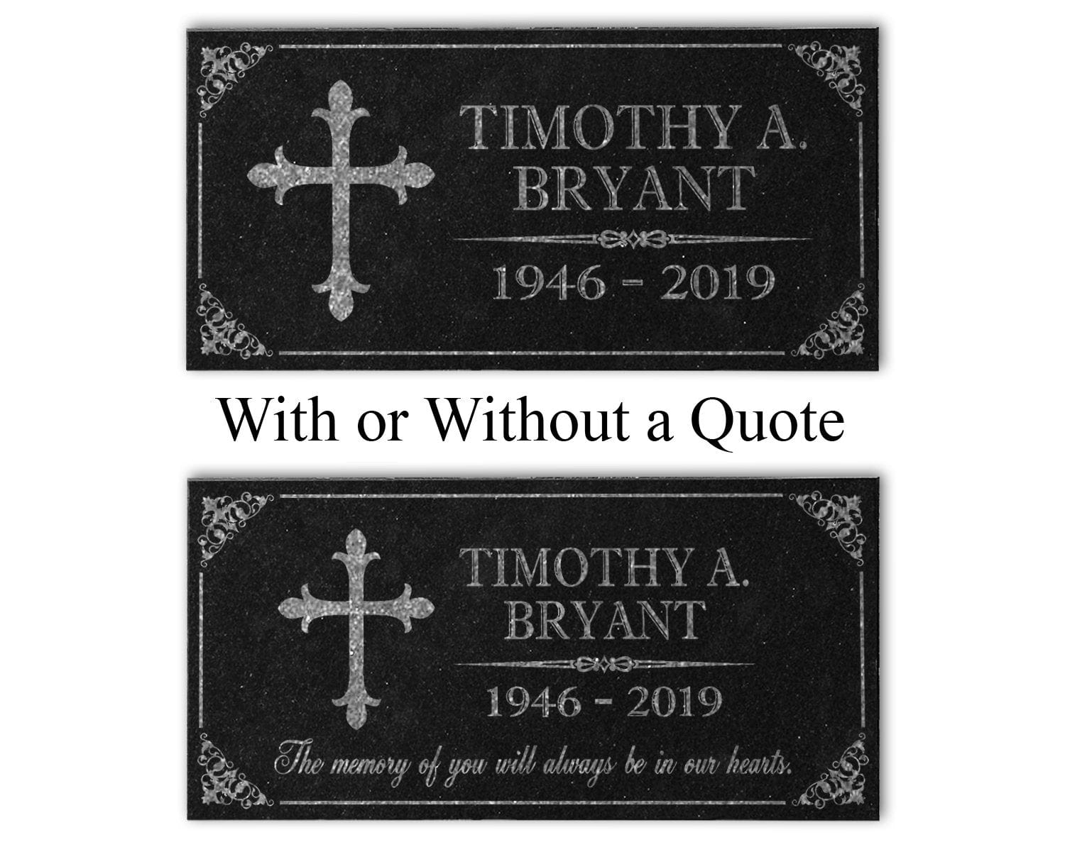 Custom Memorials Name with Cross | Garden Grave Marker Stone Memorial Personalized