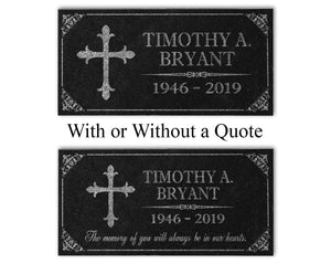 Custom Memorials Name with Cross | Garden Grave Marker Stone Memorial Personalized
