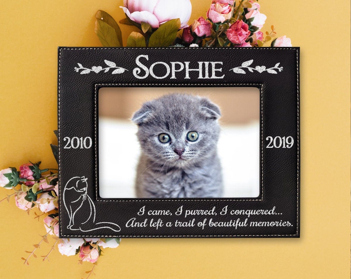 Custom Memorials Personalized Cat Pet Picture Frame Engraved Pet Loss Memorial Plaque In Loving Memory Cats Sympathy Mom Dad Sister Brother Thoughful Gift