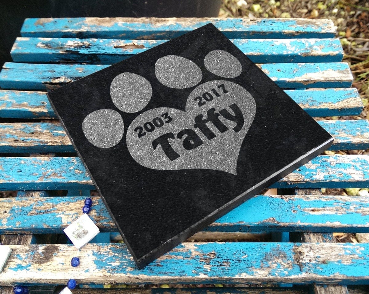 Custom Memorials Pet Heart Paw Print for Cat or Dog | Memorial Stone