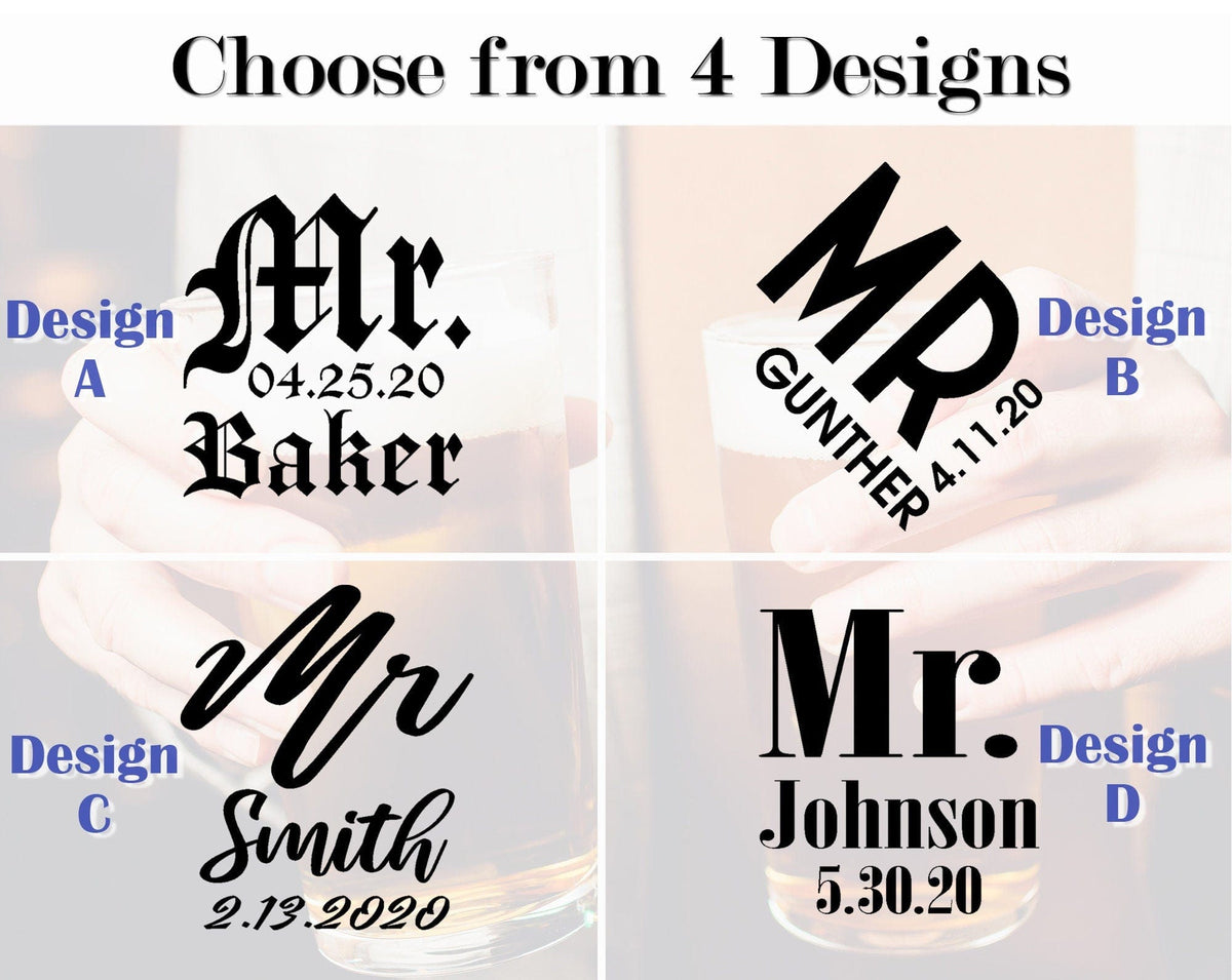 Custom Personalized Craft Beer Pub Bar Mug Stein Pint Glass for Father Brother Sister Mother Friend Roommate Wedding Groom Gift 16 Oz Mr Mrs