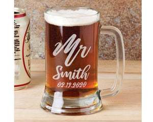 Custom Personalized Craft Beer Pub Bar Mug Stein Pint Glass for Father Brother Sister Mother Friend Roommate Wedding Groom Gift 16 Oz Mr Mrs