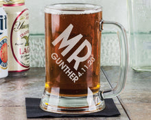 Custom Personalized Craft Beer Pub Bar Mug Stein Pint Glass for Father Brother Sister Mother Friend Roommate Wedding Groom Gift 16 Oz Mr Mrs
