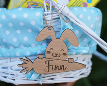 EASTER Easter Basket Tags / Personalized with Your Name / Bunny Rabbit Design / Pastel Wood Tag Ornament / Gift for Boy Girl or Kids