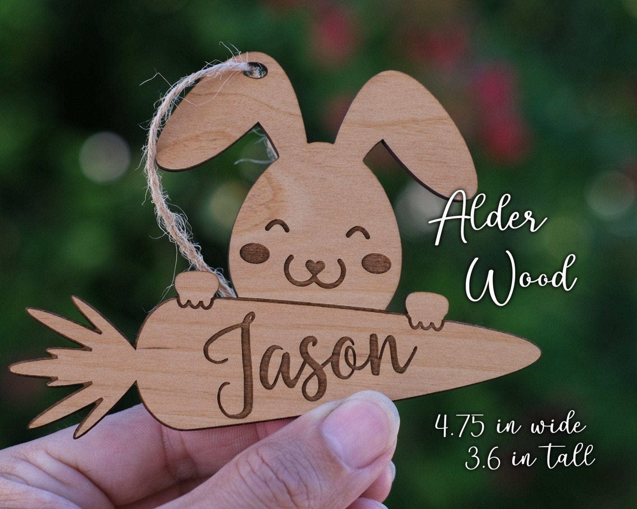 EASTER Easter Basket Tags / Personalized with Your Name / Bunny Rabbit Design / Pastel Wood Tag Ornament / Gift for Boy Girl or Kids