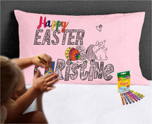 EASTER Easter Coloring Pillow, Easter Basket Stuffers Personalized Pillowcase Child can COLOR in Kids Party Favors, Girls Easter Craft Easter Decor