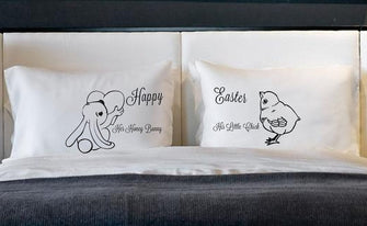 EASTER Easter Pillow Cases Happy Easter Her Honey Bunny His Little Chick Easter gifts for Adults Boyfriend Girlfriend Pillowcases Couples Him Her