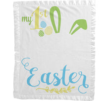 EASTER My First Easter Baby Gifts Girl Boy Personalized Baby Blanket | Cute Bunny Ears Photo Prop Blanket Pink Blue White