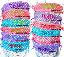 EASTER Personalized Easter Basket -Easter Baskets Folding Handle Polkadot Easter Basket Liner Blue Green Purple Pink For Boys Girls White Yellow