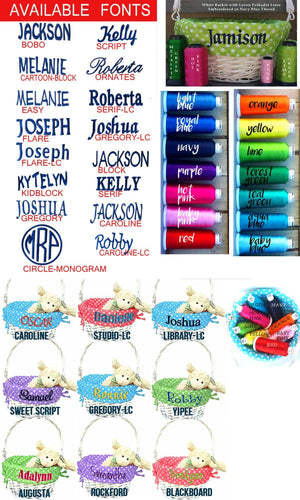 EASTER Personalized Easter Basket -Easter Baskets Folding Handle Polkadot Easter Basket Liner Blue Green Purple Pink For Boys Girls White Yellow