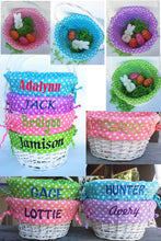 EASTER Personalized Easter Basket -Easter Baskets Folding Handle Polkadot Easter Basket Liner Blue Green Purple Pink For Boys Girls White Yellow